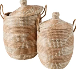 CASA Yasmine Cesta De Lujo Con Tapa Blanco, Natural Store